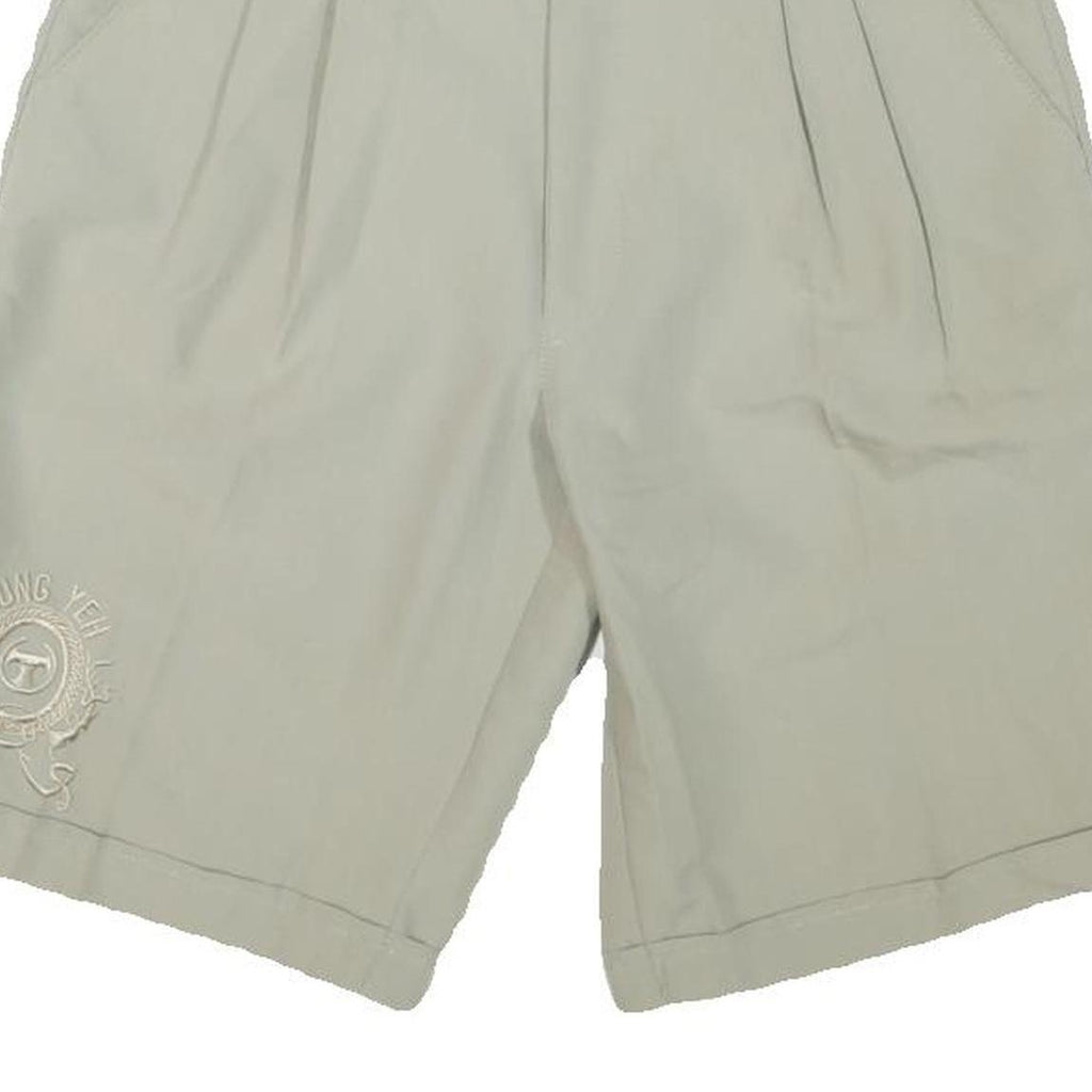 DOUBLE LEAGUE Womens Shorts Beige Casual Plain S W26 Summer Embroidered Logo