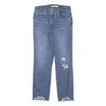 LEVI'S Womens Blue Regular Straight Denim Medium W26 L25 Distressed Zip Jeans