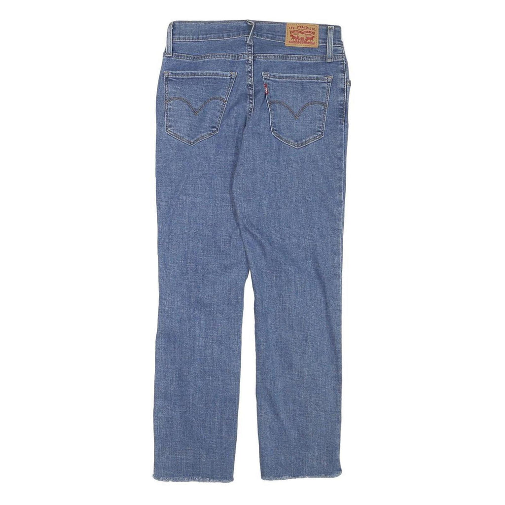 LEVI'S Womens Blue Regular Straight Denim Medium W26 L25 Distressed Zip Jeans