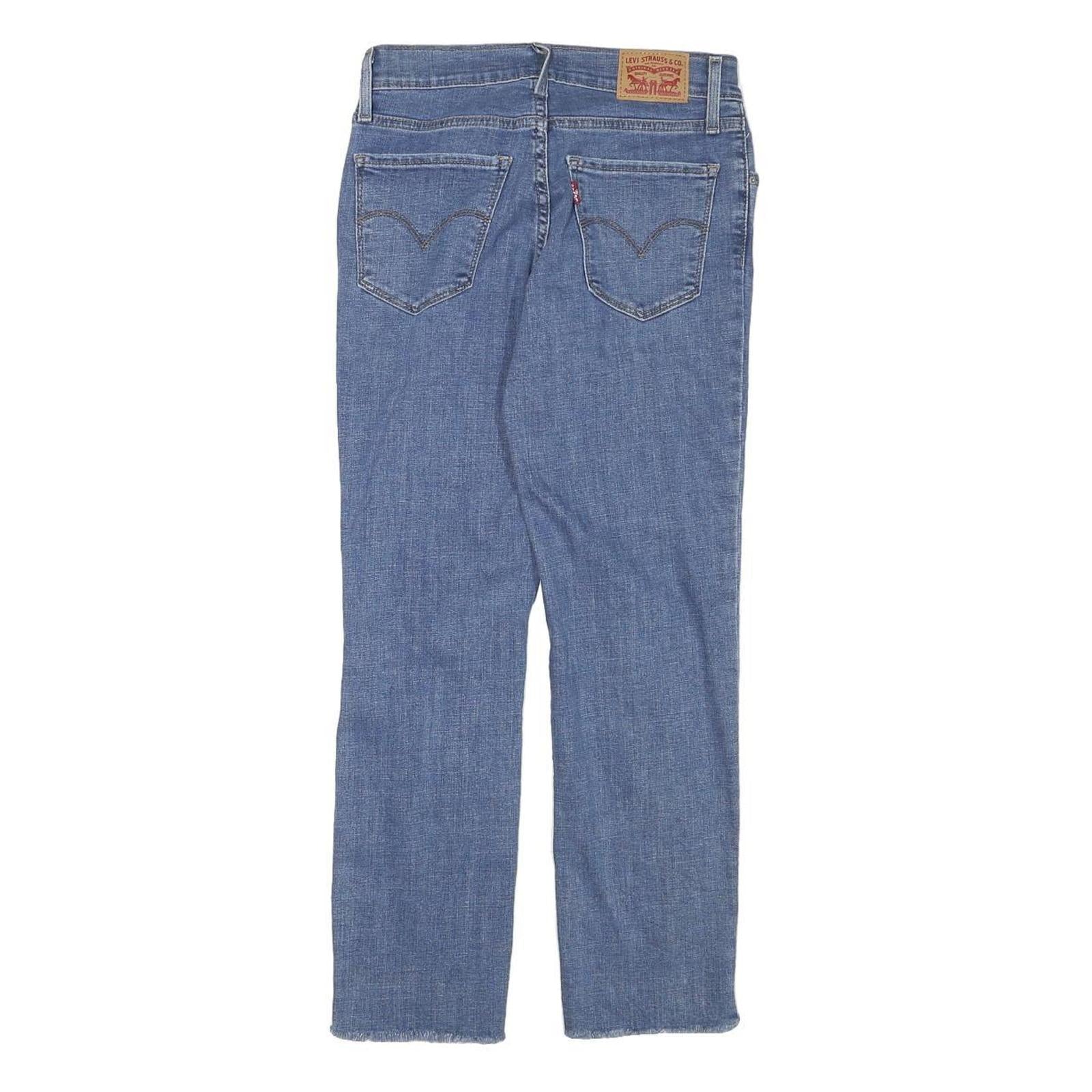 LEVI'S Womens Blue Regular Straight Denim Medium W26 L25 Distressed Zip Jeans
