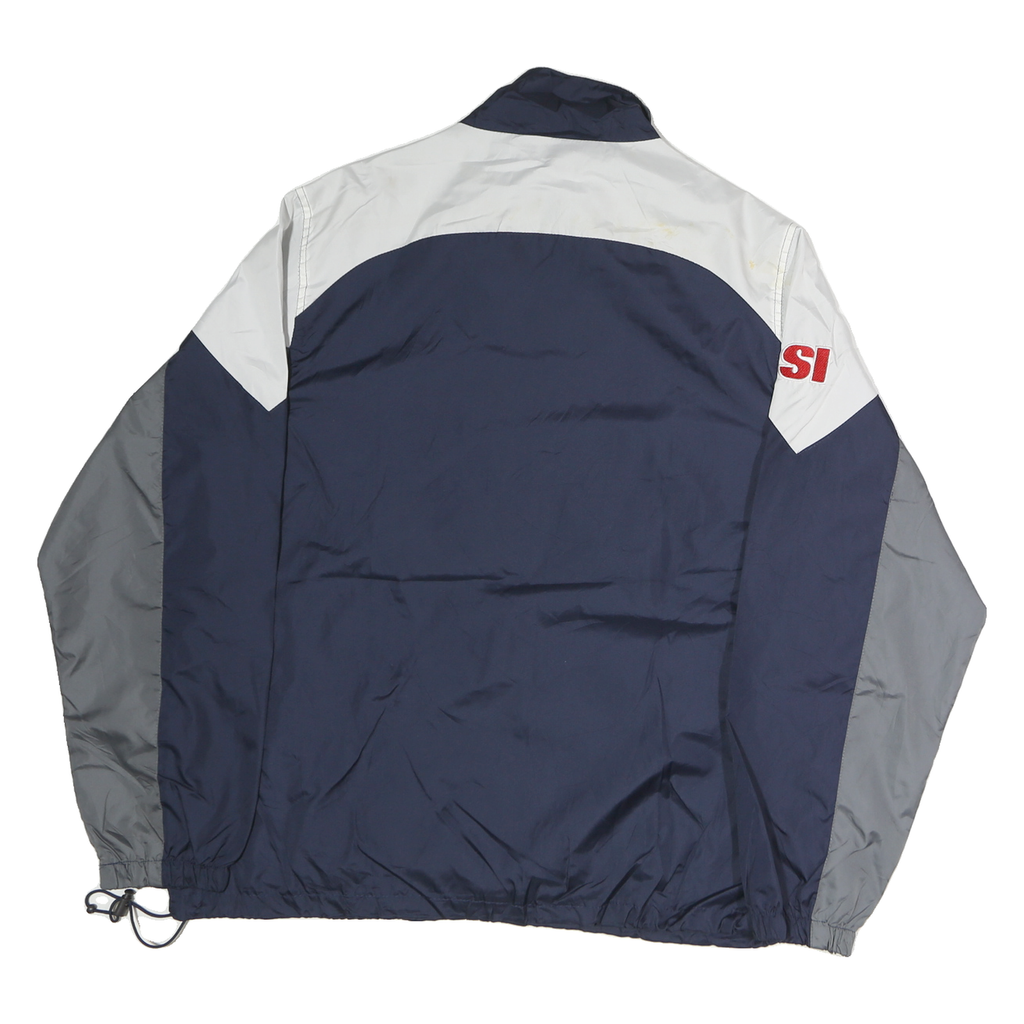 NFL Mens Navy Blue & Grey Zip Jacket L Polyester Blend Plain Sportswear