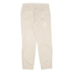 Beige Womens Cotton Blend Regular Fit Straight Leg Trousers W32 L28 Classic