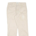 Beige Womens Cotton Blend Regular Fit Straight Leg Trousers W32 L28 Classic