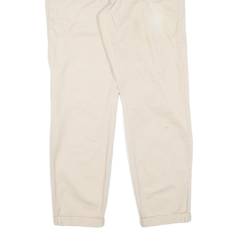 Beige Womens Cotton Blend Regular Fit Straight Leg Trousers W32 L28 Classic