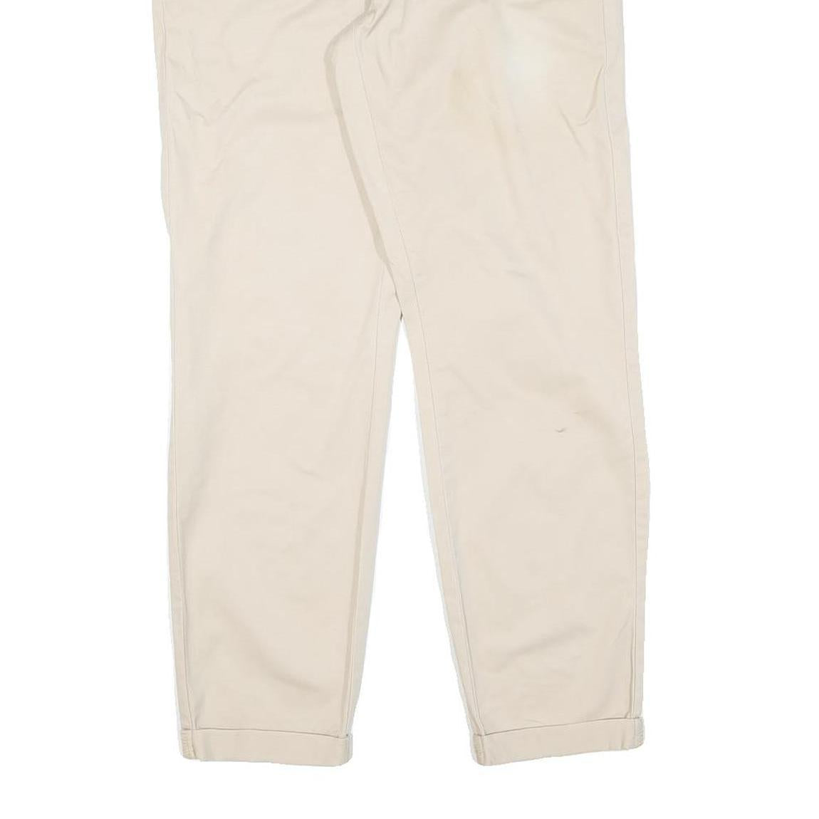 Beige Womens Cotton Blend Regular Fit Straight Leg Trousers W32 L28 Classic