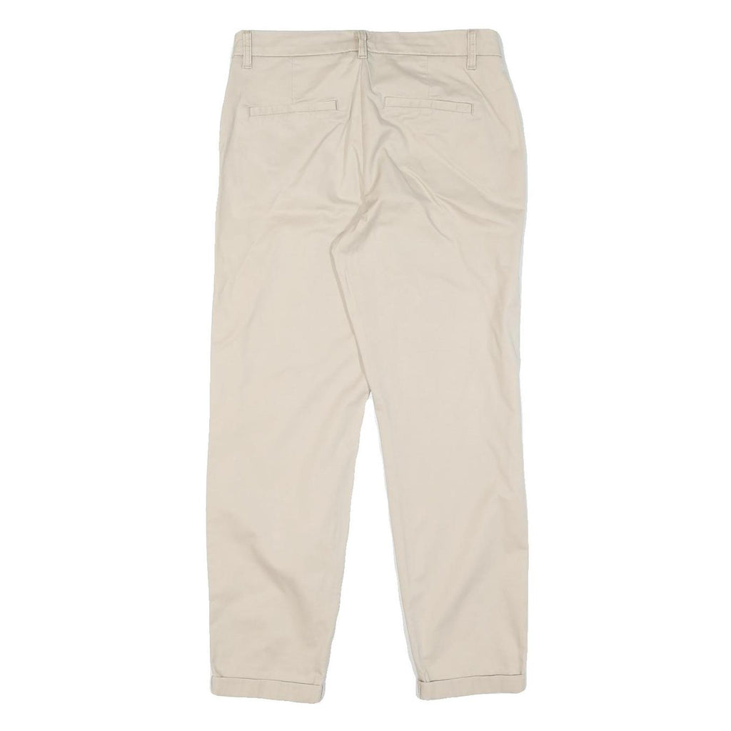 Beige Womens Cotton Blend Regular Fit Straight Leg Trousers W32 L28 Classic