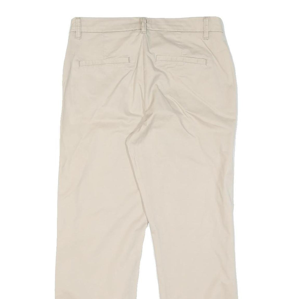 Beige Womens Cotton Blend Regular Fit Straight Leg Trousers W32 L28 Classic