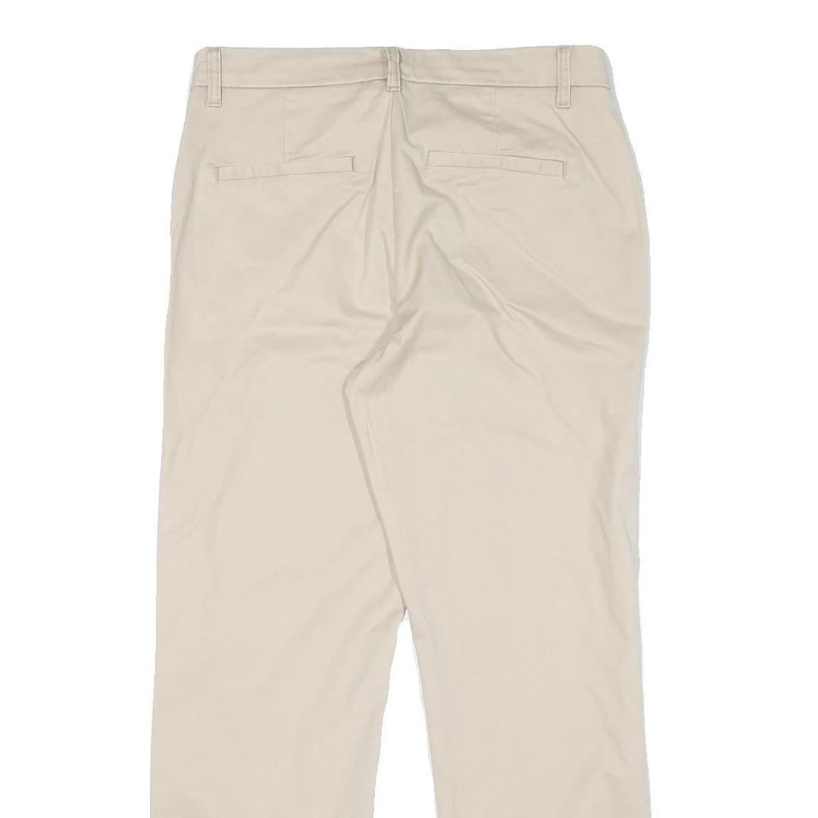 Beige Womens Cotton Blend Regular Fit Straight Leg Trousers W32 L28 Classic