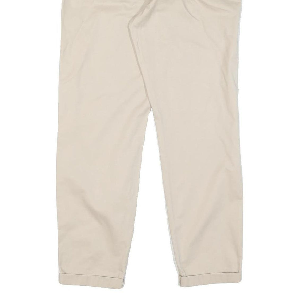Beige Womens Cotton Blend Regular Fit Straight Leg Trousers W32 L28 Classic