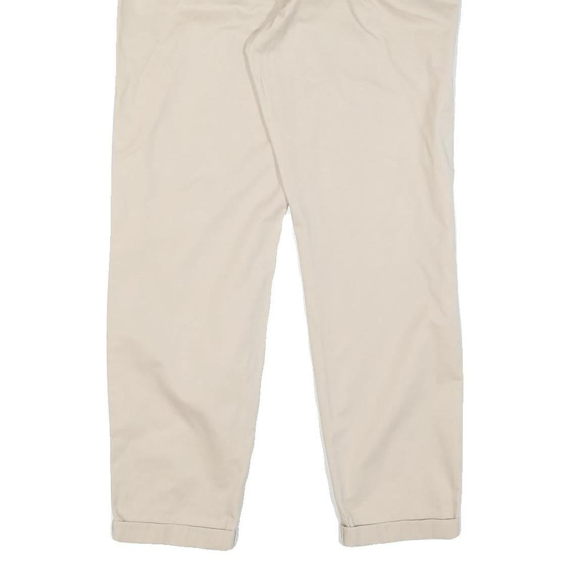 Beige Womens Cotton Blend Regular Fit Straight Leg Trousers W32 L28 Classic