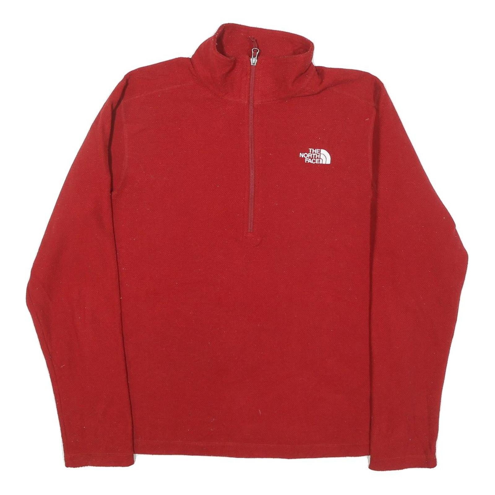 THE NORTH FACE Mens Red Pullover Patterned 1/4 Zip Jumper Size L Outdoor