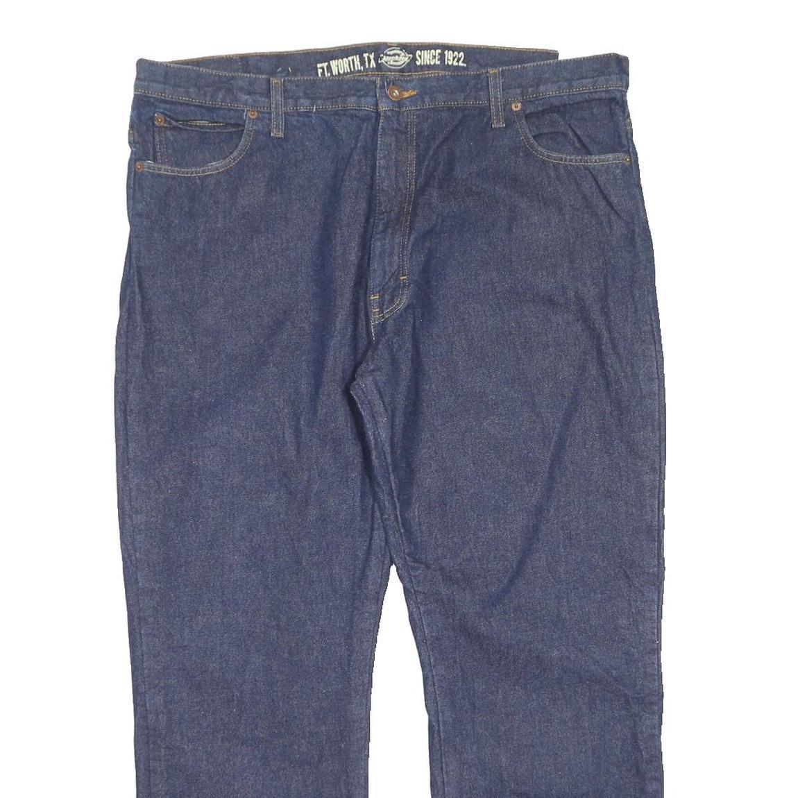 DICKIES Mens Regular Fit Straight Leg Denim Blue Jeans W40 L30 Classic Cotton