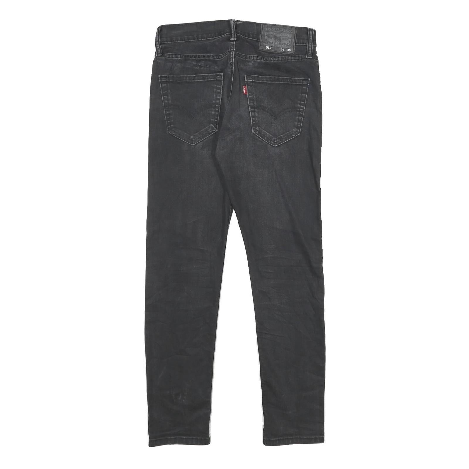 LEVI'S 512 Tapered Mens Jeans Black Slim Cotton Blend Denim W29 L30 Stylish Zip