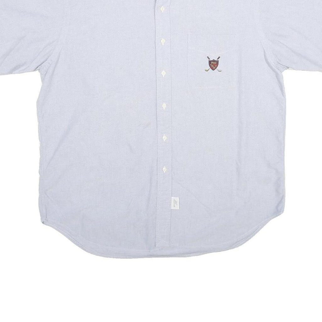 POLO RALPH LAUREN Mens Light Blue & White Short Sleeve Shirt XL Button-Down