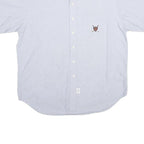 POLO RALPH LAUREN Mens Light Blue & White Short Sleeve Shirt XL Button-Down