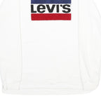 LEVI'S Mens White Cotton Blend Crew Neck Sweatshirt M Logo Printed Pullover