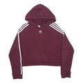 ADIDAS Womens Maroon Hoodie S Cropped Cotton Blend Pullover Casual