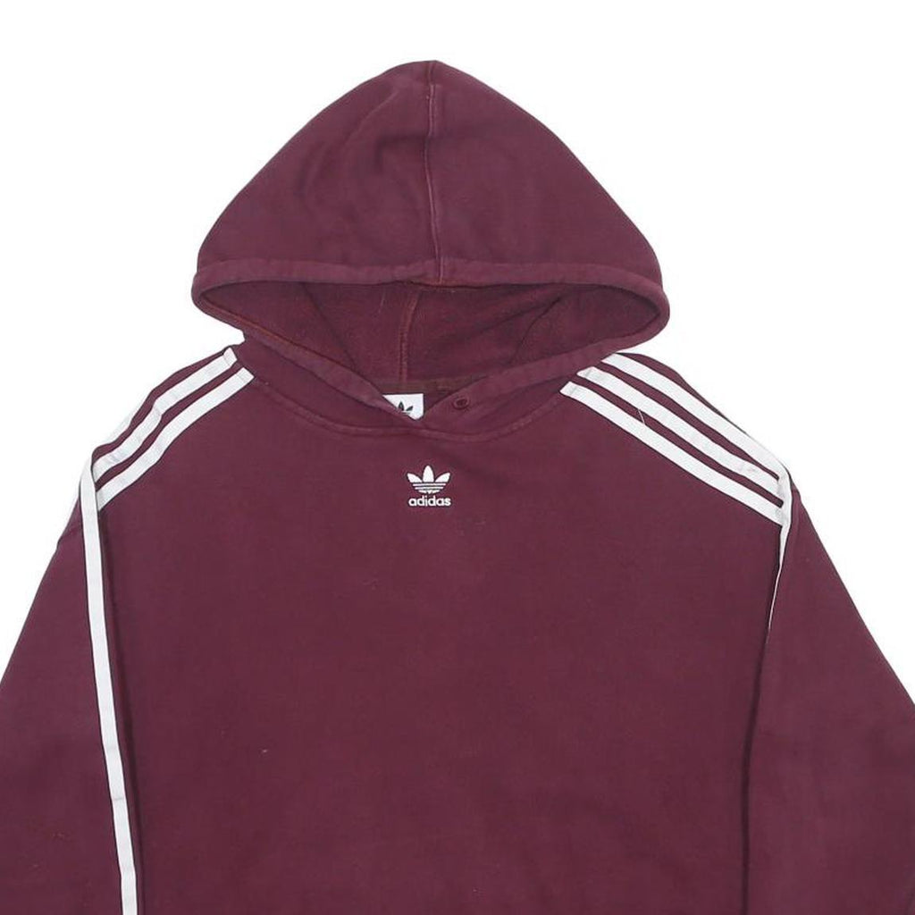 ADIDAS Womens Maroon Hoodie S Cropped Cotton Blend Pullover Casual