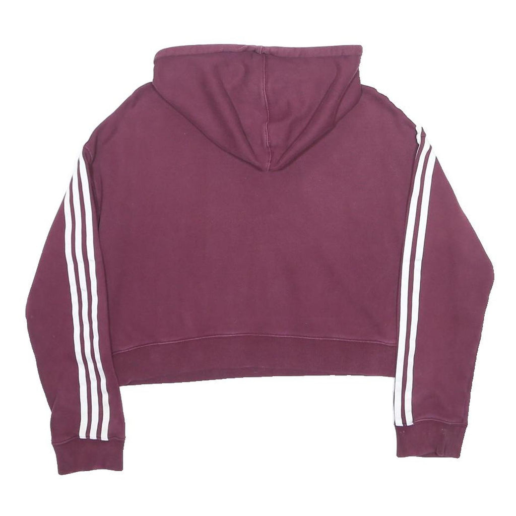 ADIDAS Womens Maroon Hoodie S Cropped Cotton Blend Pullover Casual