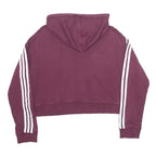 ADIDAS Womens Maroon Hoodie S Cropped Cotton Blend Pullover Casual
