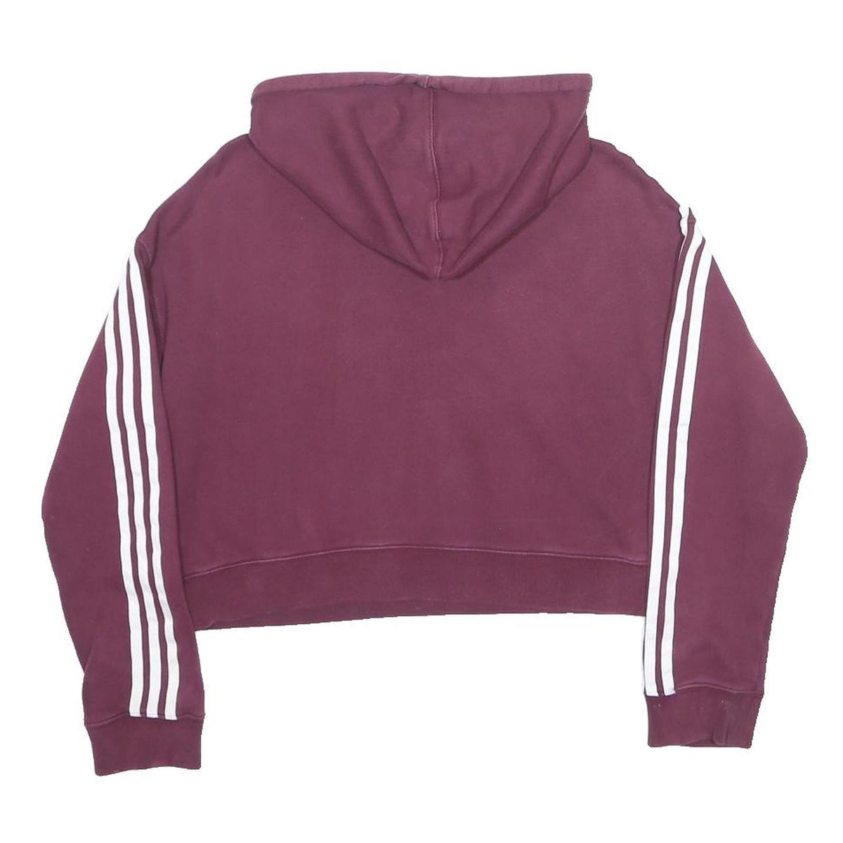 ADIDAS Womens Maroon Hoodie S Cropped Cotton Blend Pullover Casual