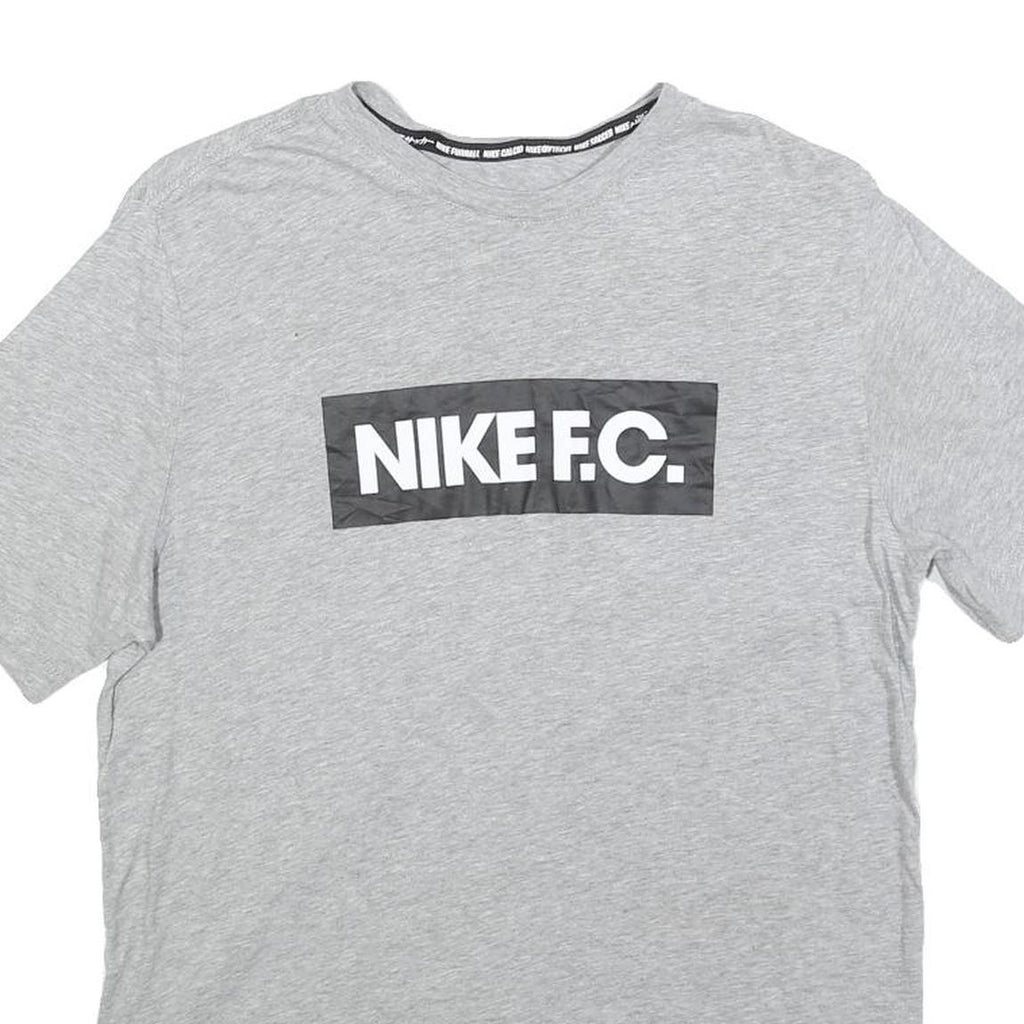 NIKE Mens Grey Graphic T-Shirt M Short Sleeve Crew Neck Cotton Blend