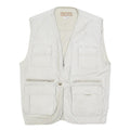 HAOBAO Mens White Cotton Blend Utility Jacket XL Vest Style Zip Pockets