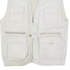 HAOBAO Mens White Cotton Blend Utility Jacket XL Vest Style Zip Pockets