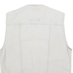HAOBAO Mens White Cotton Blend Utility Jacket XL Vest Style Zip Pockets