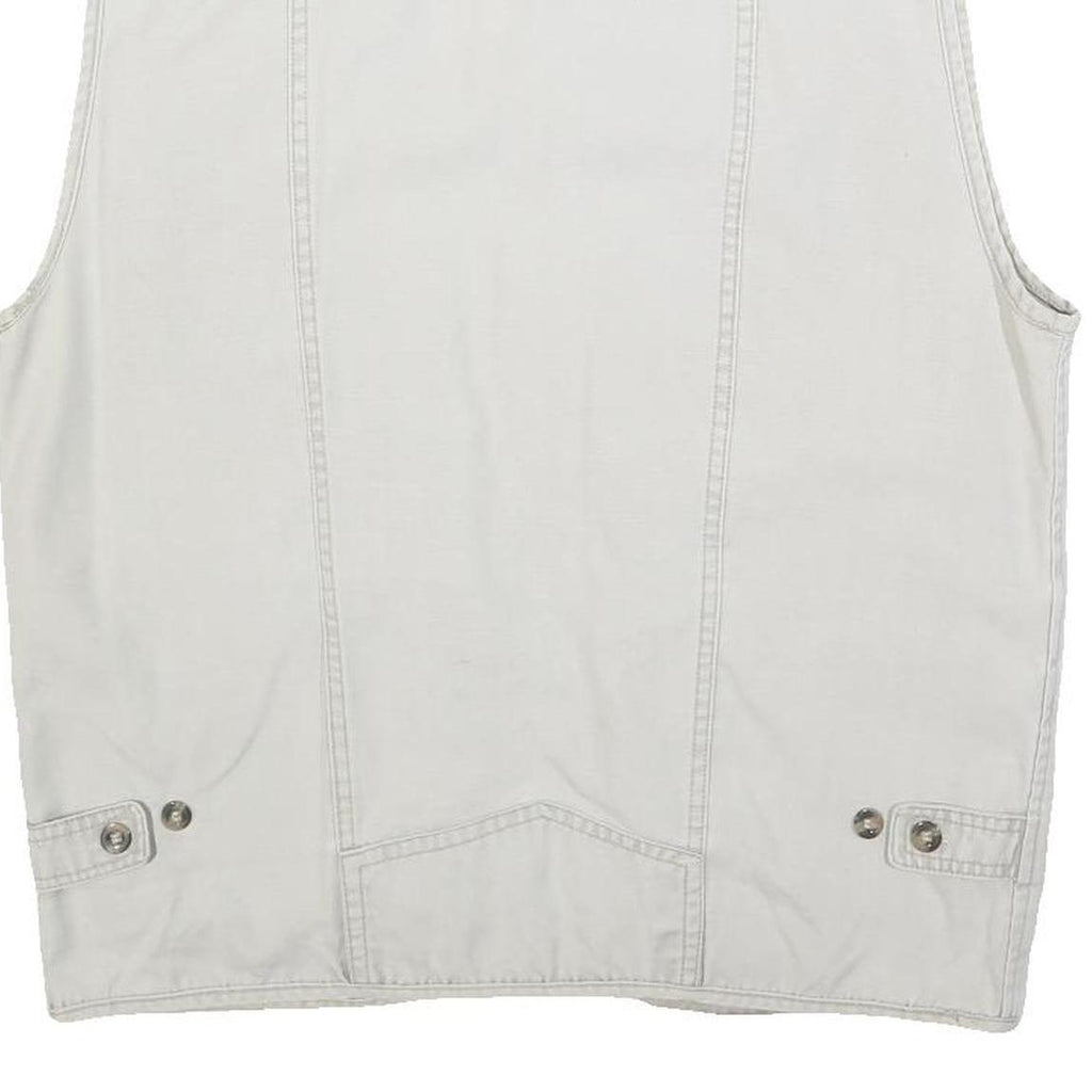 HAOBAO Mens White Cotton Blend Utility Jacket XL Vest Style Zip Pockets