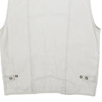 HAOBAO Mens White Cotton Blend Utility Jacket XL Vest Style Zip Pockets