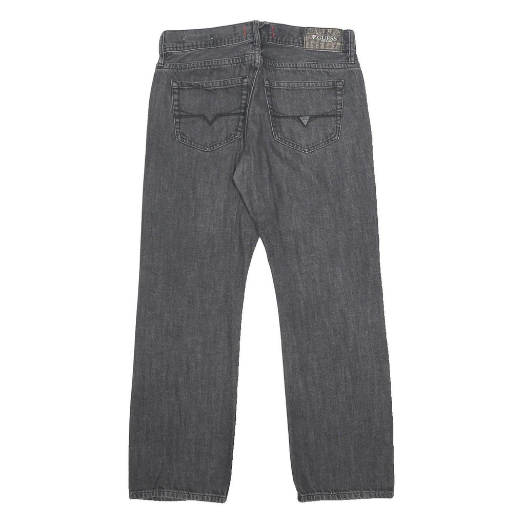 GUESS Mens Jeans Grey Relaxed Straight Denim Medium W30 L27 Casual Stylish Zip
