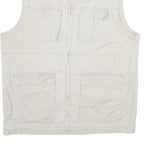 C&A Mens White Cotton Gilet L Plain Utility Pockets Zip Up Casual Workwear