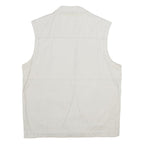 C&A Mens White Cotton Gilet L Plain Utility Pockets Zip Up Casual Workwear