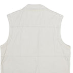 C&A Mens White Cotton Gilet L Plain Utility Pockets Zip Up Casual Workwear