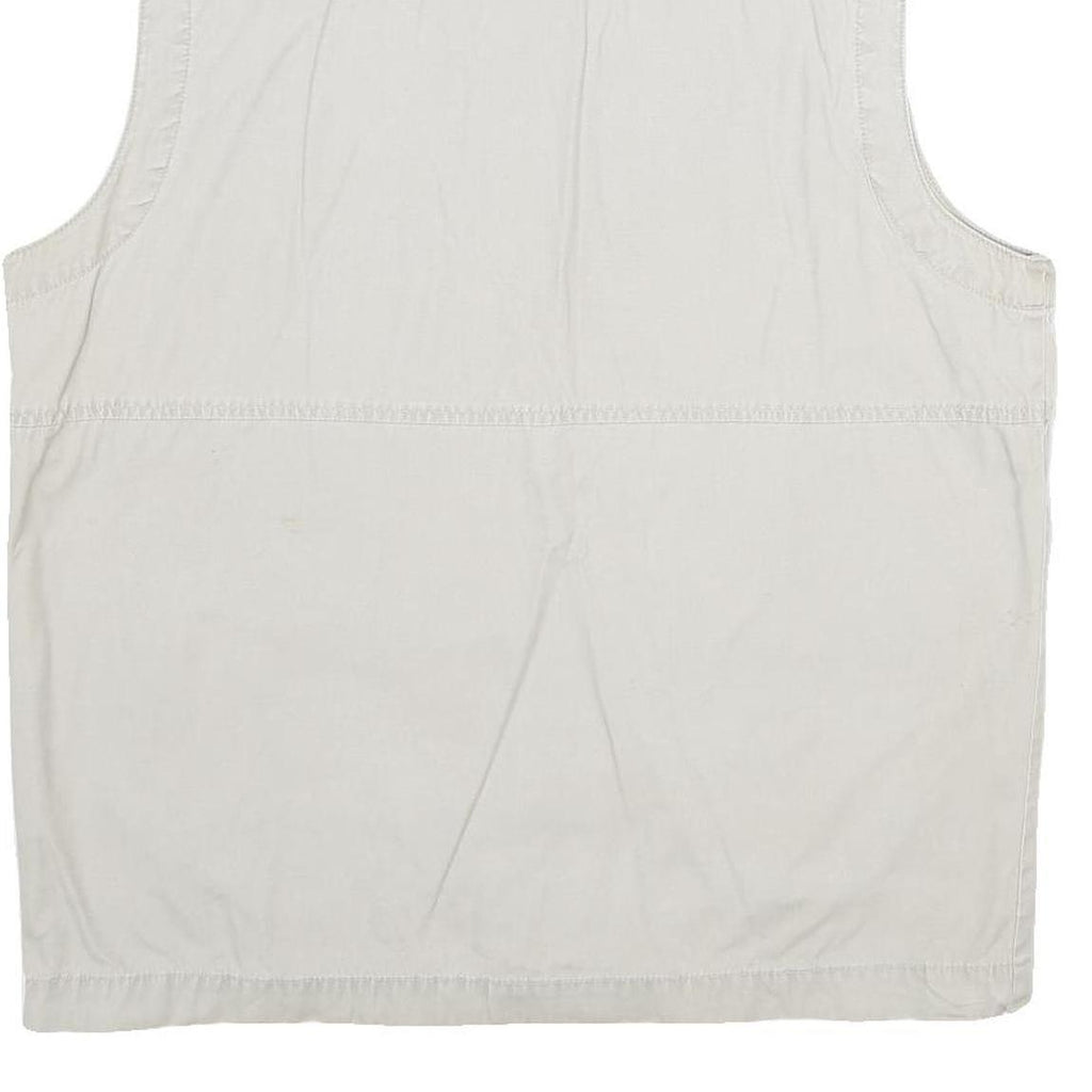 C&A Mens White Cotton Gilet L Plain Utility Pockets Zip Up Casual Workwear