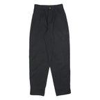 Womens Cotton Blend Black Regular Fit Straight Leg Trousers W24 L28 Classic Zip