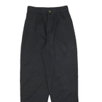 Womens Cotton Blend Black Regular Fit Straight Leg Trousers W24 L28 Classic Zip