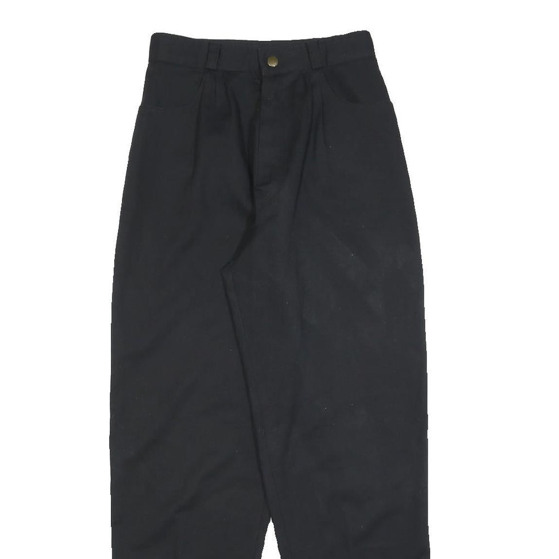 Womens Cotton Blend Black Regular Fit Straight Leg Trousers W24 L28 Classic Zip