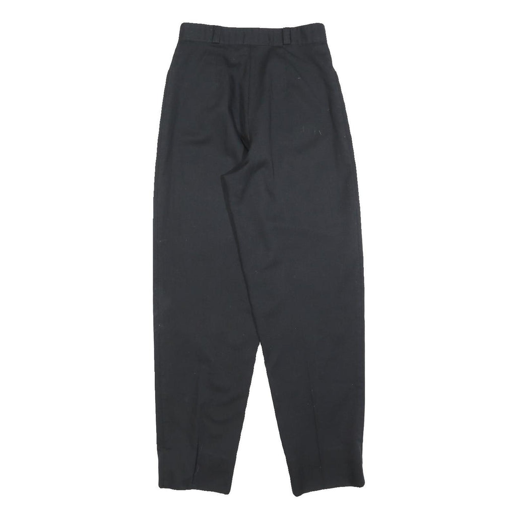 Womens Cotton Blend Black Regular Fit Straight Leg Trousers W24 L28 Classic Zip