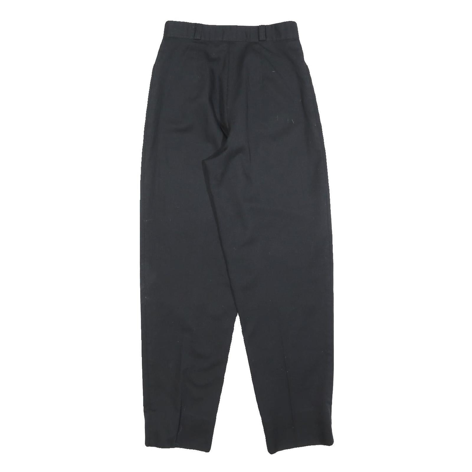 Womens Cotton Blend Black Regular Fit Straight Leg Trousers W24 L28 Classic Zip