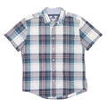 TOMMY HILFIGER Mens Blue & White Check Shirt L Cotton Blend Casual Short Sleeve