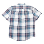 TOMMY HILFIGER Mens Blue & White Check Shirt L Cotton Blend Casual Short Sleeve