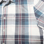 TOMMY HILFIGER Mens Blue & White Check Shirt L Cotton Blend Casual Short Sleeve
