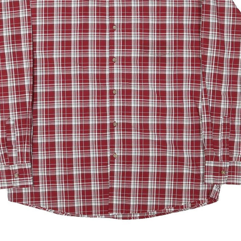 WRANGLER Mens Red & White Checked Shirt L Cotton Blend Classic Button Down