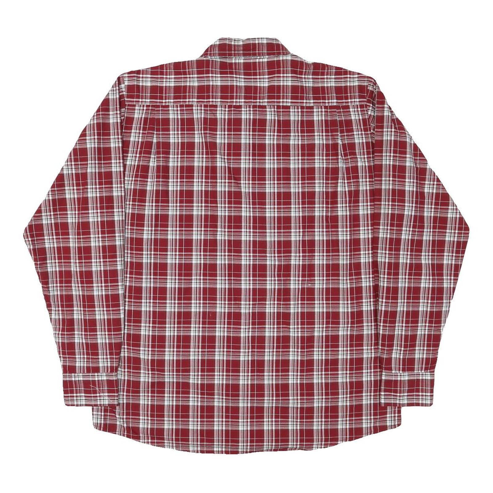 WRANGLER Mens Red & White Checked Shirt L Cotton Blend Classic Button Down