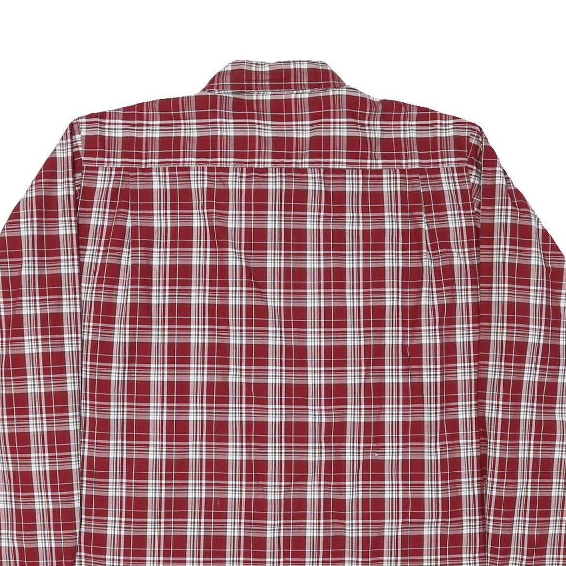 WRANGLER Mens Red & White Checked Shirt L Cotton Blend Classic Button Down