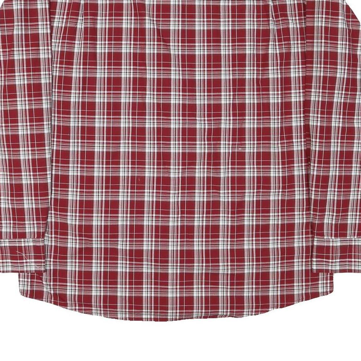 WRANGLER Mens Red & White Checked Shirt L Cotton Blend Classic Button Down