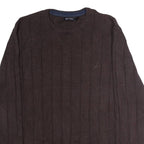 NAUTICA Mens Jumper Brown Crew Neck Tight Knit XL