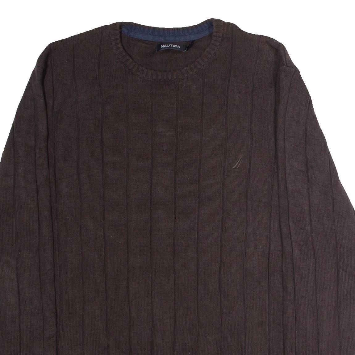 NAUTICA Mens Jumper Brown Crew Neck Tight Knit XL